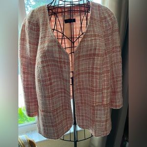 Pink plaid open front jacket Talbots size 16W